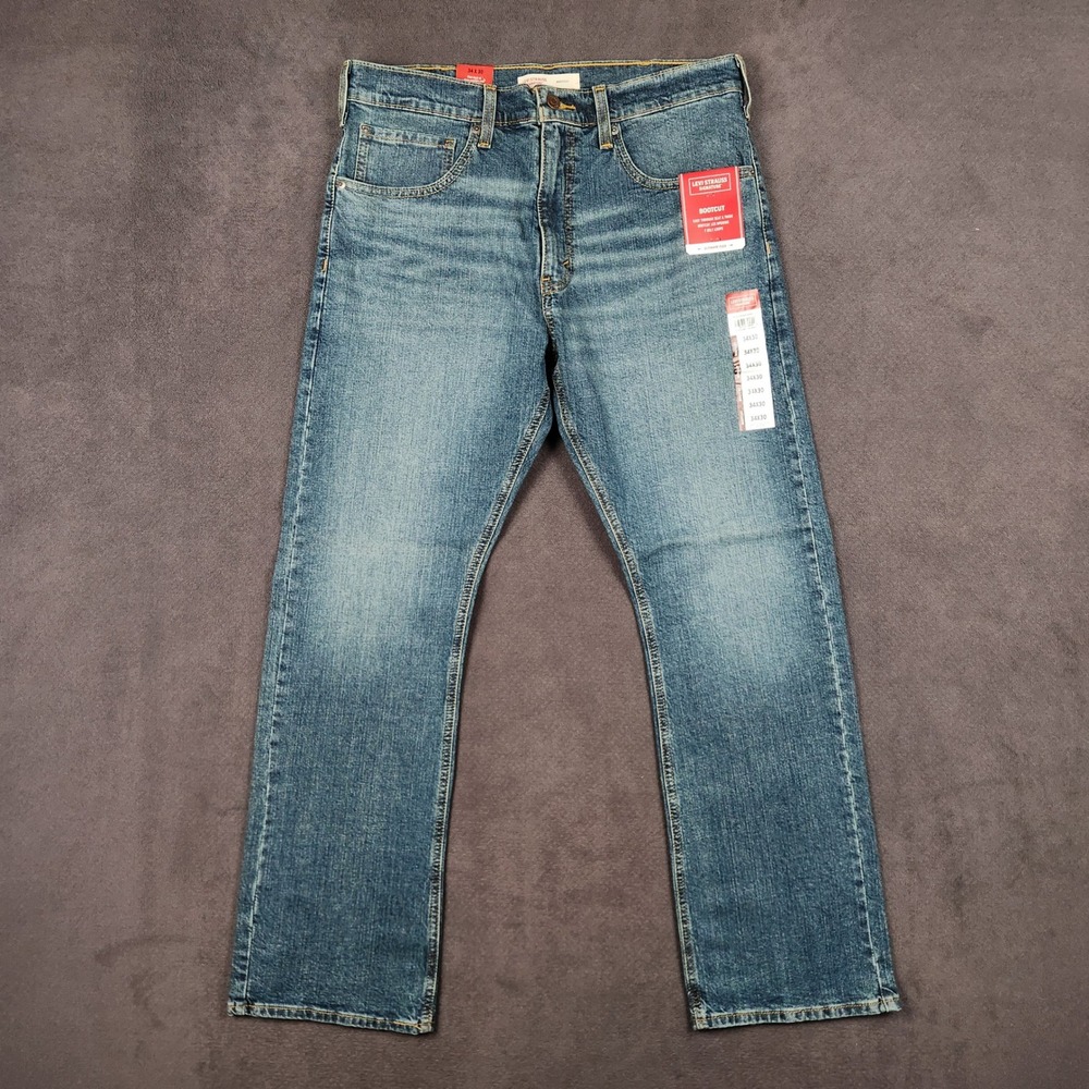 Levi Strauss Signature Jeans Mens 34x30 Blue Medium Wash Bootcut Stretch NEW